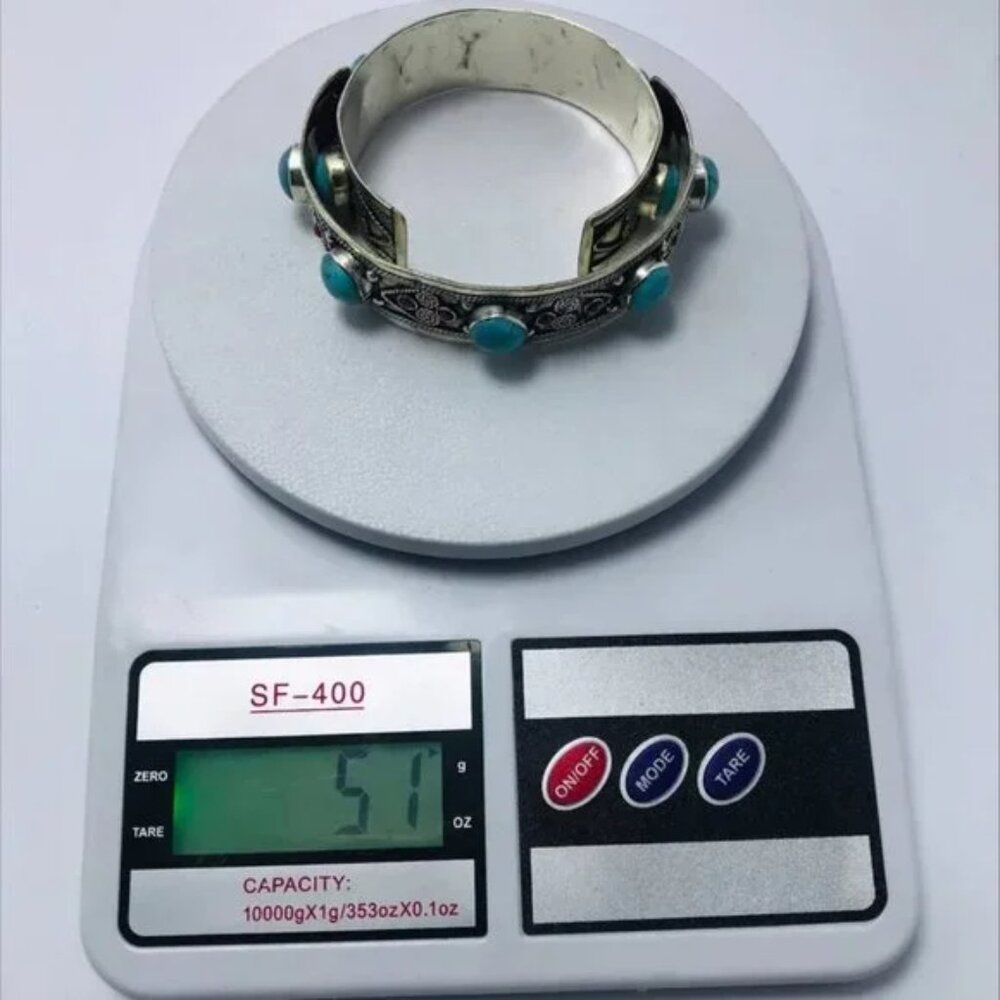 Single Handmade Kuchi Silver Cuff Bracelet: Tribal Boho Statement Jewelry - Picture 6 of 7
